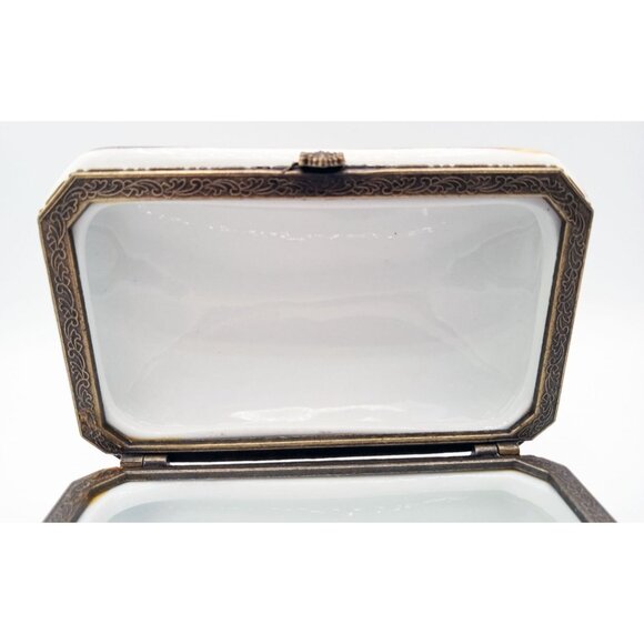 Trinket Box Handcrafted David Schatz Wild Wings Porcelain Flowers Hinged Lid - Picture 10 of 16